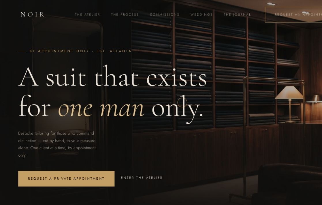 Actual Bespoke by Noir website screenshot
