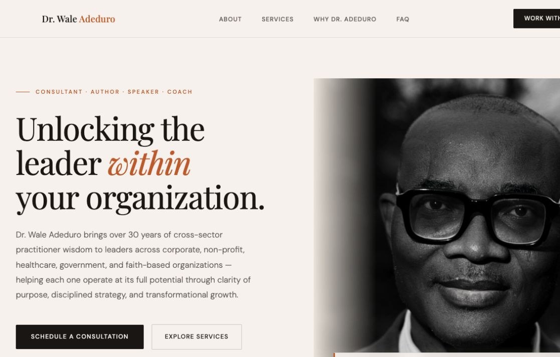 Actual Dr. Wale Adeduro website screenshot